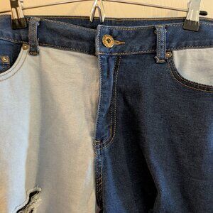 Ashley Stewart High Rise Distressed Two Tone Denim Jeans Womens Size 14